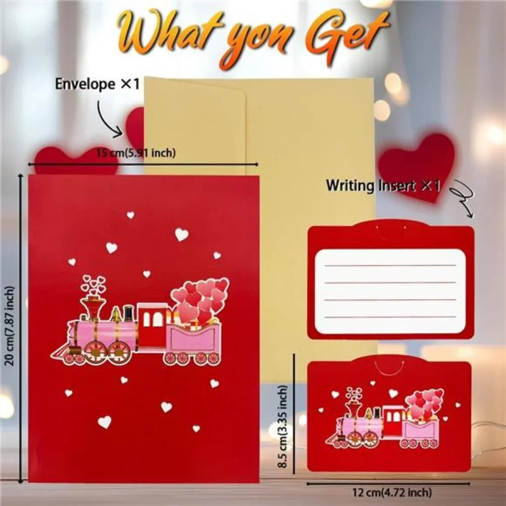 3D Pop Up Valentines Train Card